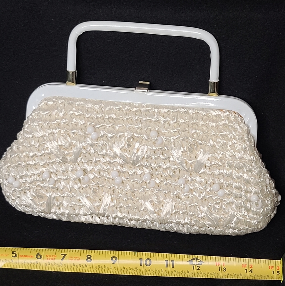 Vintage Crochet Raffia Handbag